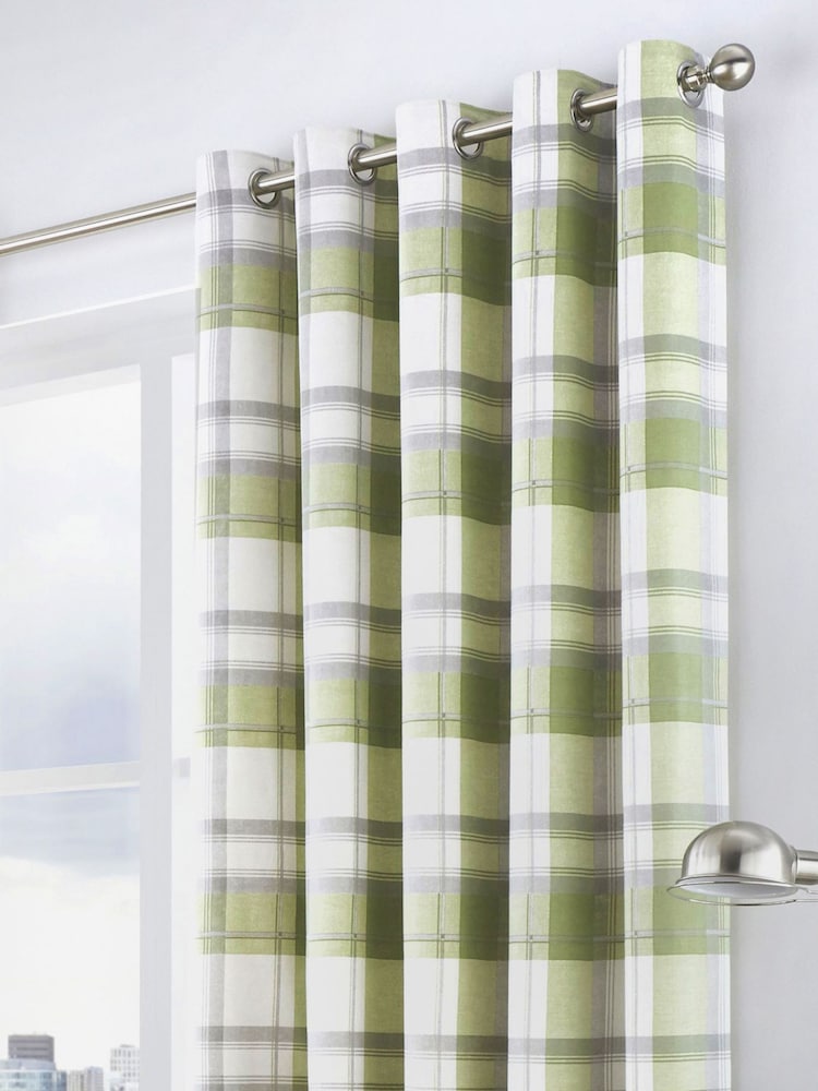 Fusion Green Balmoral Check Eyelet Curtains - Image 1 of 3