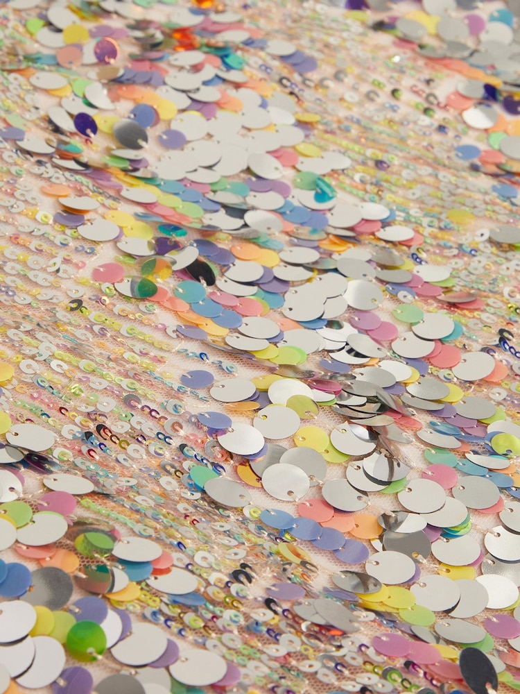 Monsoon Pink Zoe Rainbow Sequin Party Dress - Image 4 of 4 Monsoon Pink Zoe Rainbow Sequin Party Dress - Image 4 of 4