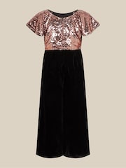 Monsoon Pink Sally Sequin Velvet Jumpsuit - Image 2 of 4