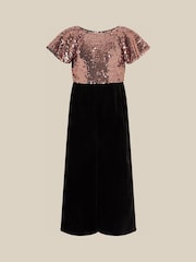 Monsoon Pink Sally Sequin Velvet Jumpsuit - Image 3 of 4