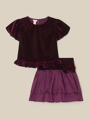 Monsoon Purple Solana Velvet Taffeta Top & Skirt Set - Image 1 of 3