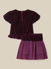 Monsoon Purple Solana Velvet Taffeta Top & Skirt Set - Image 2 of 3