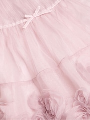 Monsoon Pink Baby Remi Rose Appliqué Glitter Party Dress - Image 5 of 5