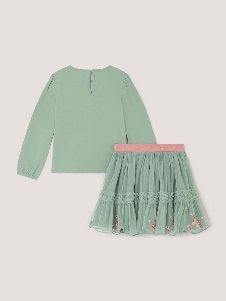 Monsoon Green Sequin Unicorn Top & Skirts Set - Image 2 of 3 Monsoon Green Sequin Unicorn Top & Skirts Set - Image 2 of 3