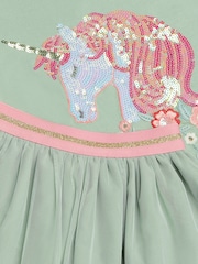 Monsoon Green Sequin Unicorn Top & Skirts Set - Image 3 of 3