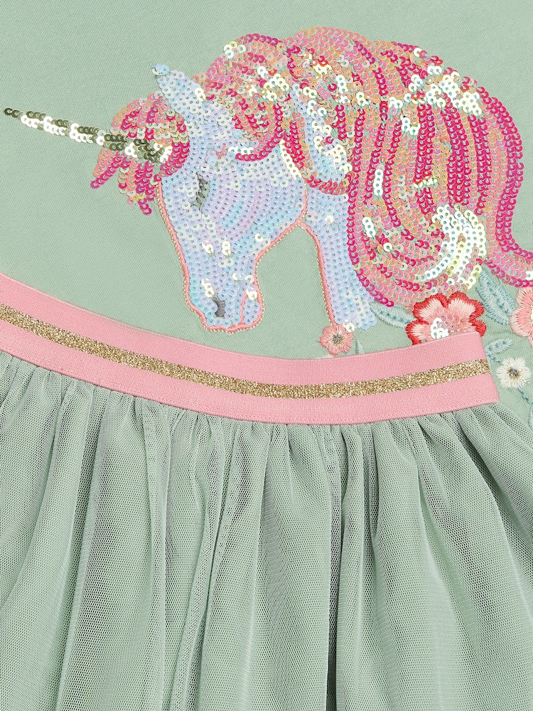 Monsoon Green Sequin Unicorn Top & Skirts Set - Image 3 of 3 Monsoon Green Sequin Unicorn Top & Skirts Set - Image 3 of 3