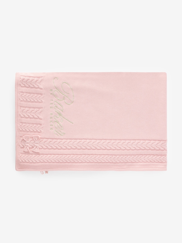 وردي - بطانية للبنات الرضّع محبوكة من الصوف بنمط خطوط طولية متداخلة من Baker by Ted Baker - Image 1 of 1