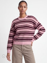 JJXX Purple Stripe Knitted Crew Neck Jumper - Image 1 of 5