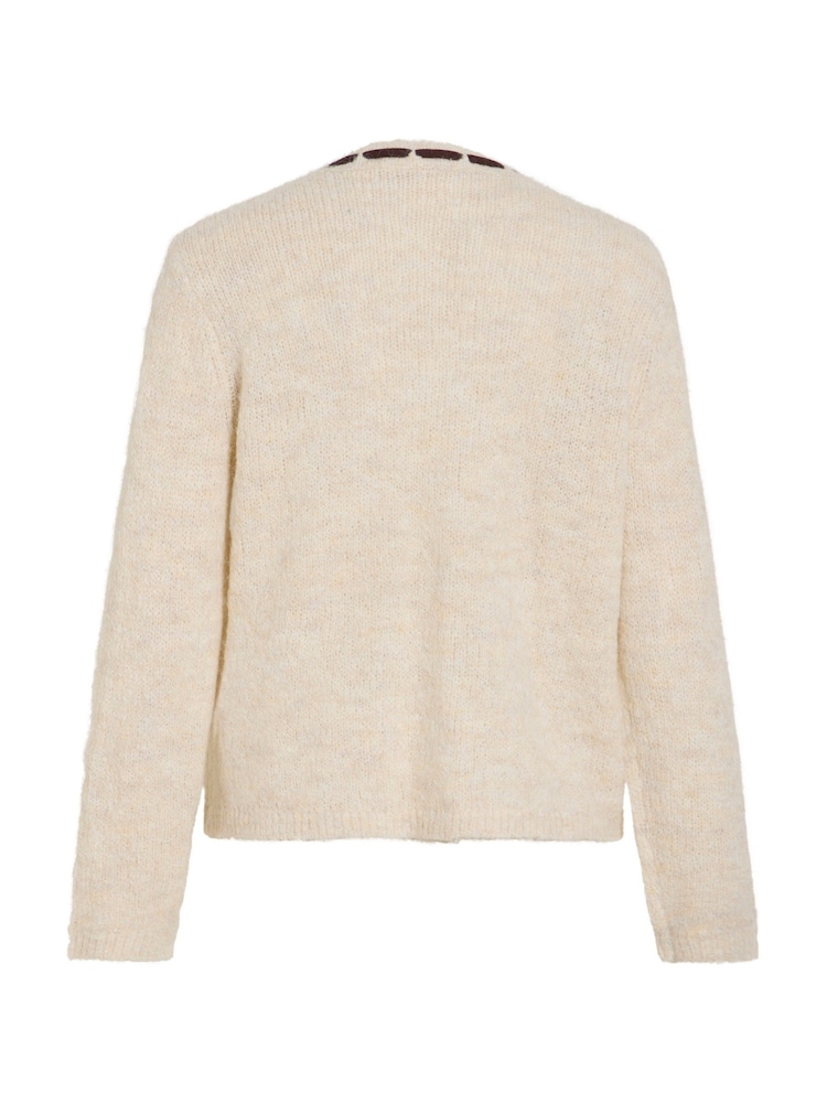 VILA Brown V-Neck Long Sleeve Bow Detail Knit Top - Image 7 of 7 VILA Brown V-Neck Long Sleeve Bow Detail Knit Top - Image 7 of 7