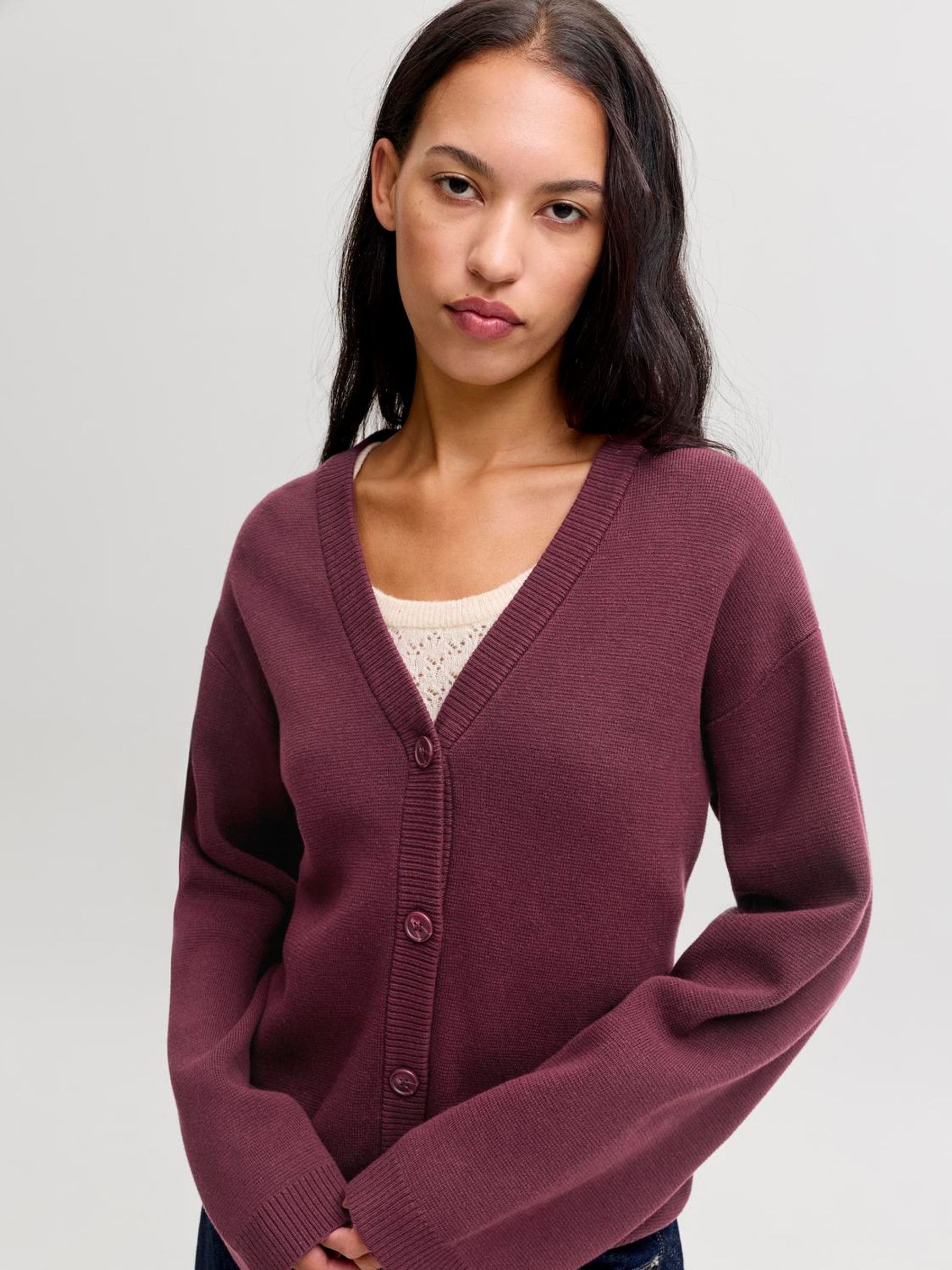 Buy JJXX Purple V-Neck Knitted Cardigan from the Next UK online shop