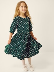 Monsoon Green Gracie Embellished Velvet Party Dress - Image 1 of 4