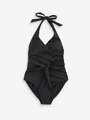 Mint Velvet Black Italian Fabric Tummy Control Plunge Swimsuit - Image 3 of 6