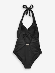 Mint Velvet Black Italian Fabric Tummy Control Plunge Swimsuit - Image 4 of 6