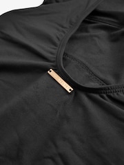 Mint Velvet Black Italian Fabric Tummy Control Plunge Swimsuit - Image 5 of 6