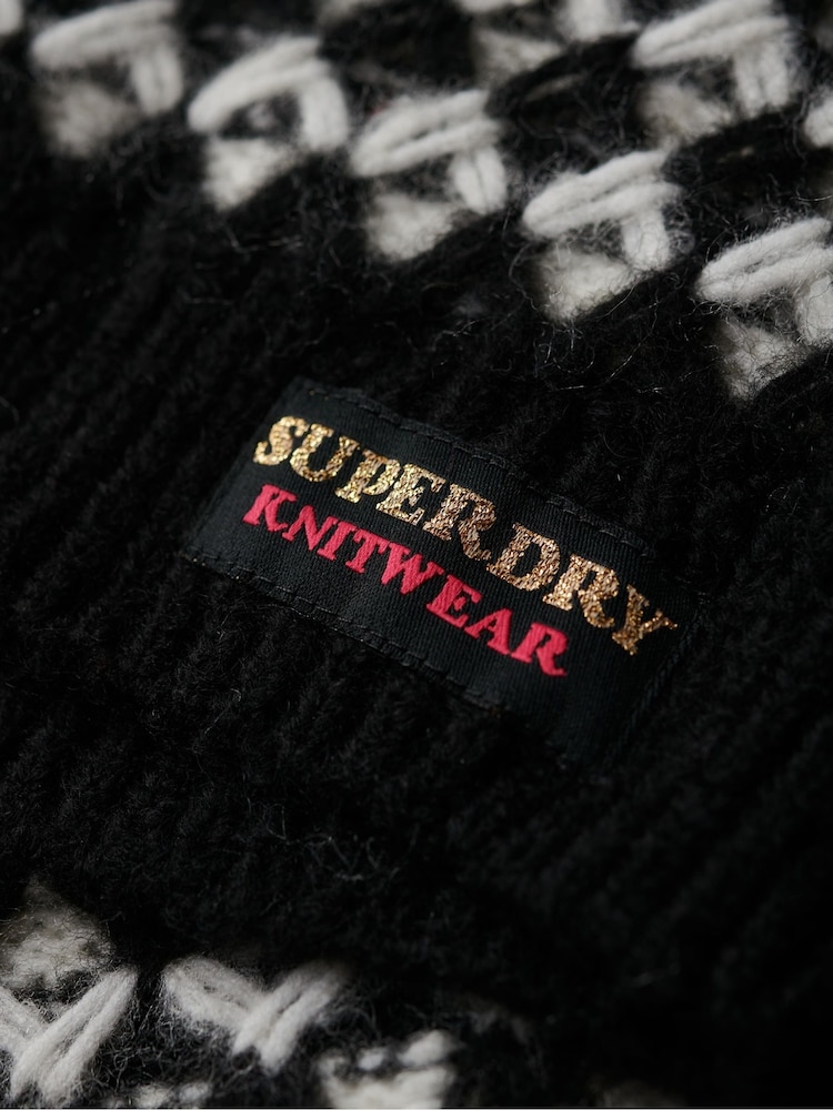 Superdry Black Roll Neck Crop Knit Jumper - Image 6 of 6