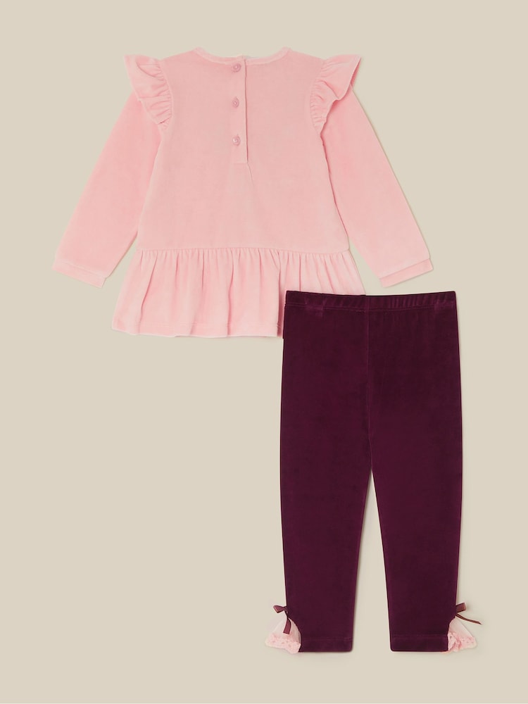 Monsoon Pink Baby Embellished Deer Top & Leggings Set - Image 2 of 3 Monsoon Pink Baby Embellished Deer Top & Leggings Set - Image 2 of 3
