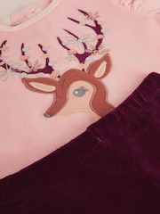 Monsoon Pink Baby Embellished Deer Top & Leggings Set - Image 3 of 3