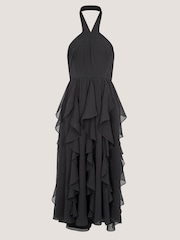 Noir - Robe de bal Monsoon Arizona Halter à volants - Image 1 de 3