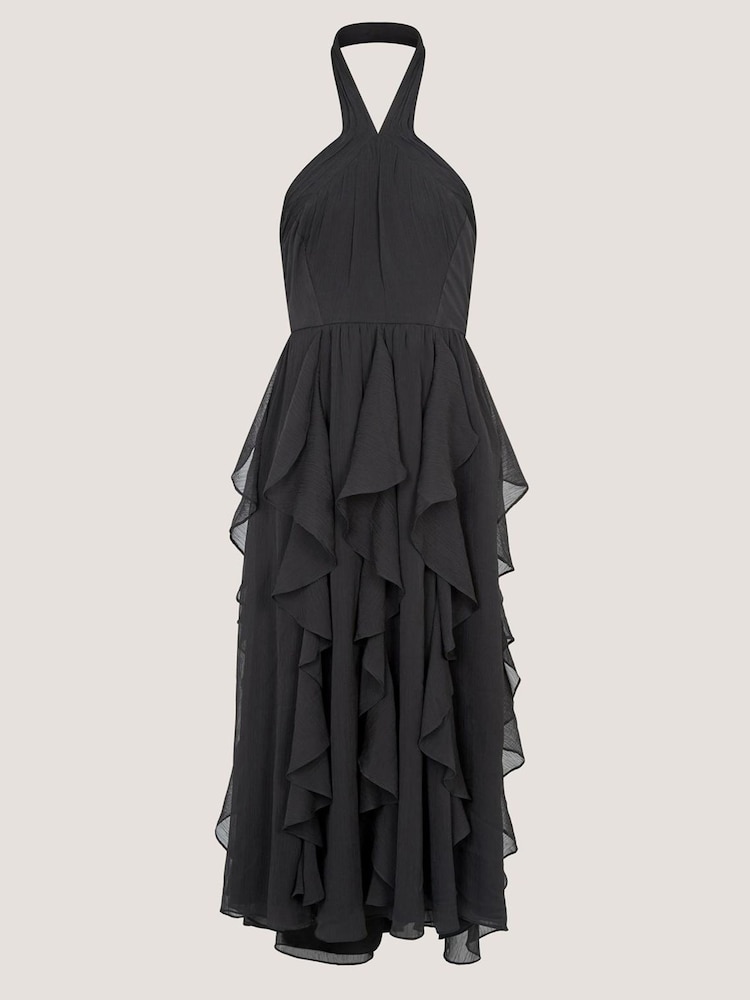 Noir - Robe de bal Monsoon Arizona Halter à volants - Image 1 de 3 Noir - Robe de bal Monsoon Arizona Halter à volants - Image 1 de 3