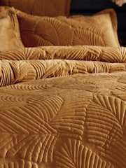 Paoletti Gold Palmeria Quilted Duvet Cover and Oxford Border Pillowcase Set - Image 2 of 3