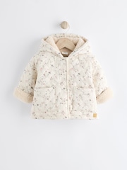 Cream Ditsy Floral Hooded Baby Ditsy Jacket (0mths-2yrs) - Image 1 of 7