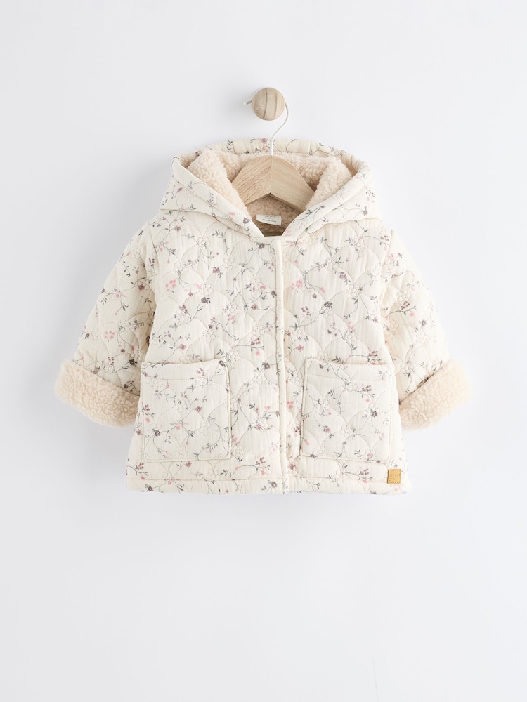 Cream Ditsy Floral Hooded Baby Ditsy Jacket (0mths-2yrs) - Image 1 of 7
