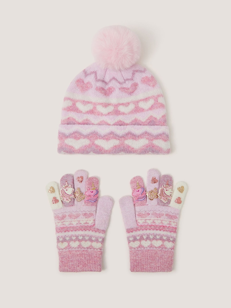Monsoon Unicorn Bobble Hat & amp; Handsker sæt - Billede 1 af 3