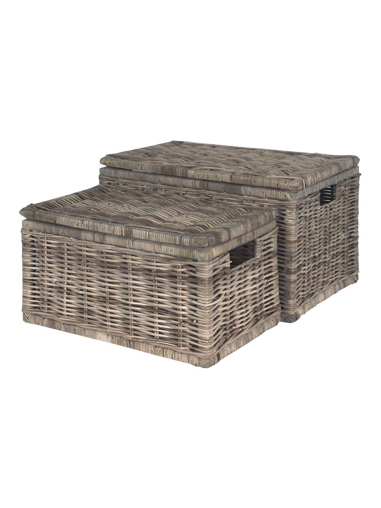 Pacific Set of 2 Grey Kubu Oblong Storage Chests - Image 3 of 3