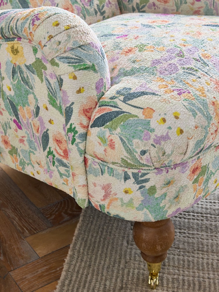 Boucle Chenille Picnic Floral Print Multi Lilly Armchair - Image 2 of 7 Boucle Chenille Picnic Floral Print Multi Lilly Armchair - Image 2 of 7