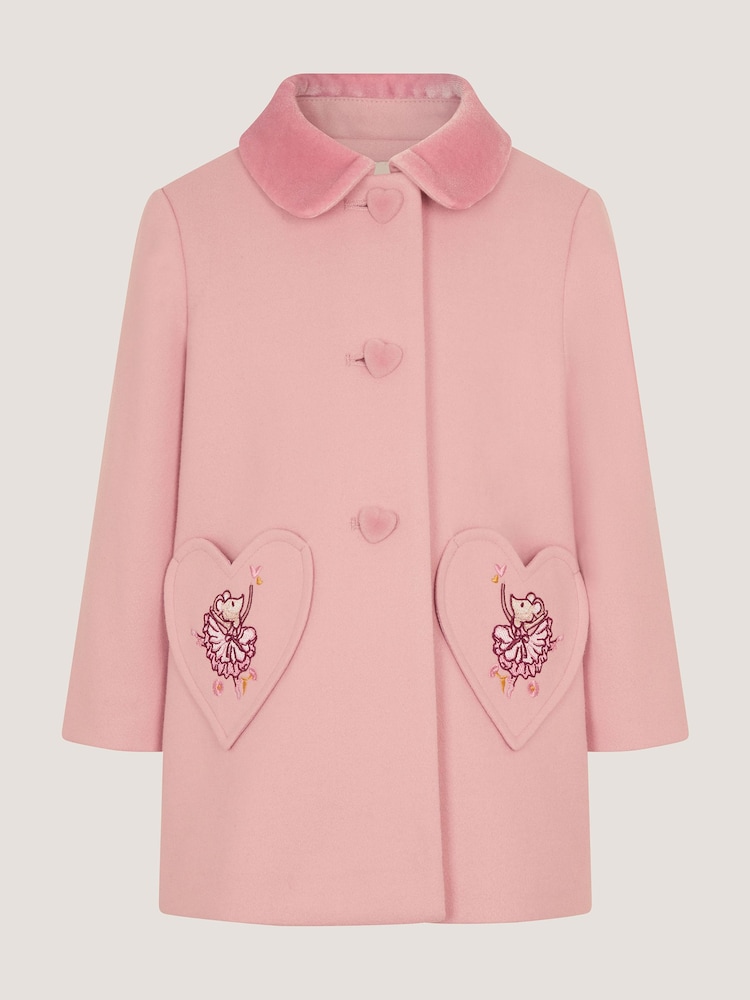 Monsoon Pink Baby Fairy Ballerina Coat - Image 1 of 4 Monsoon Pink Baby Fairy Ballerina Coat - Image 1 of 4