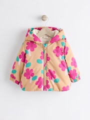 Ochre Yellow/ Pink Floral Baby Hooded Puffer Coat (0mths-2yrs) - Image 1 of 7