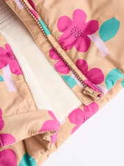 Ochre Yellow/ Pink Floral Baby Hooded Puffer Coat (0mths-2yrs) - Image 6 of 7