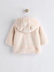 Ecru White Baby Cosy Hooded Faux Fur Jacket (0mths-2yrs) - Image 2 of 7