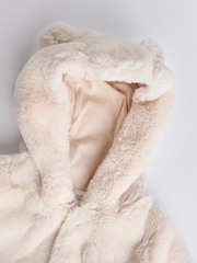 Ecru White Baby Cosy Hooded Faux Fur Jacket (0mths-2yrs) - Image 6 of 7