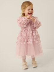 Monsoon Pink Baby Oona Floral Appliqué Party Dress - Image 1 of 4
