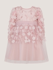 Monsoon Pink Baby Oona Floral Appliqué Party Dress - Image 2 of 4