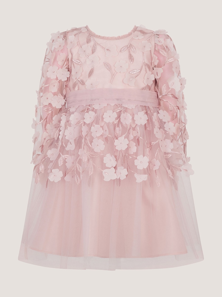 Monsoon Pink Baby Oona Floral Appliqué Party Dress - Image 2 of 4