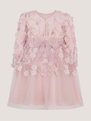 Monsoon Pink Baby Oona Floral Appliqué Party Dress - Image 3 of 4