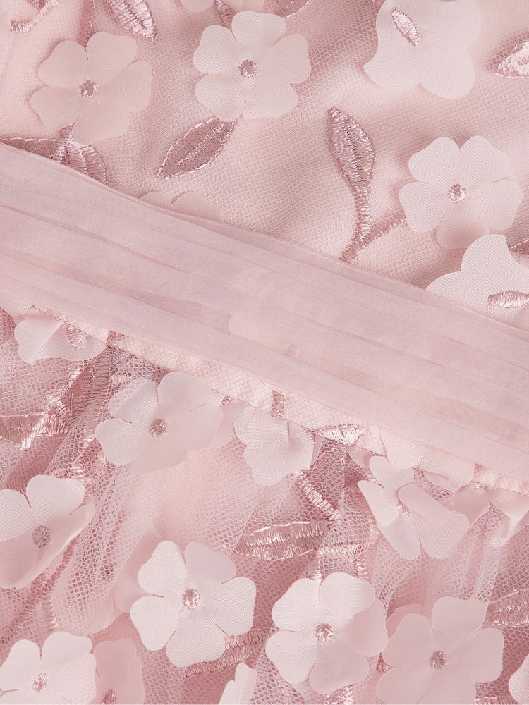 Monsoon Pink Baby Oona Floral Appliqué Party Dress - Image 4 of 4
