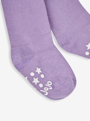 JoJo Maman Bébé Lilac Purple Cotton Rich Plain Tights - Image 4 of 5