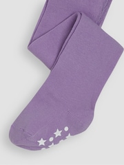 JoJo Maman Bébé Lilac Purple Cotton Rich Plain Tights - Image 5 of 5