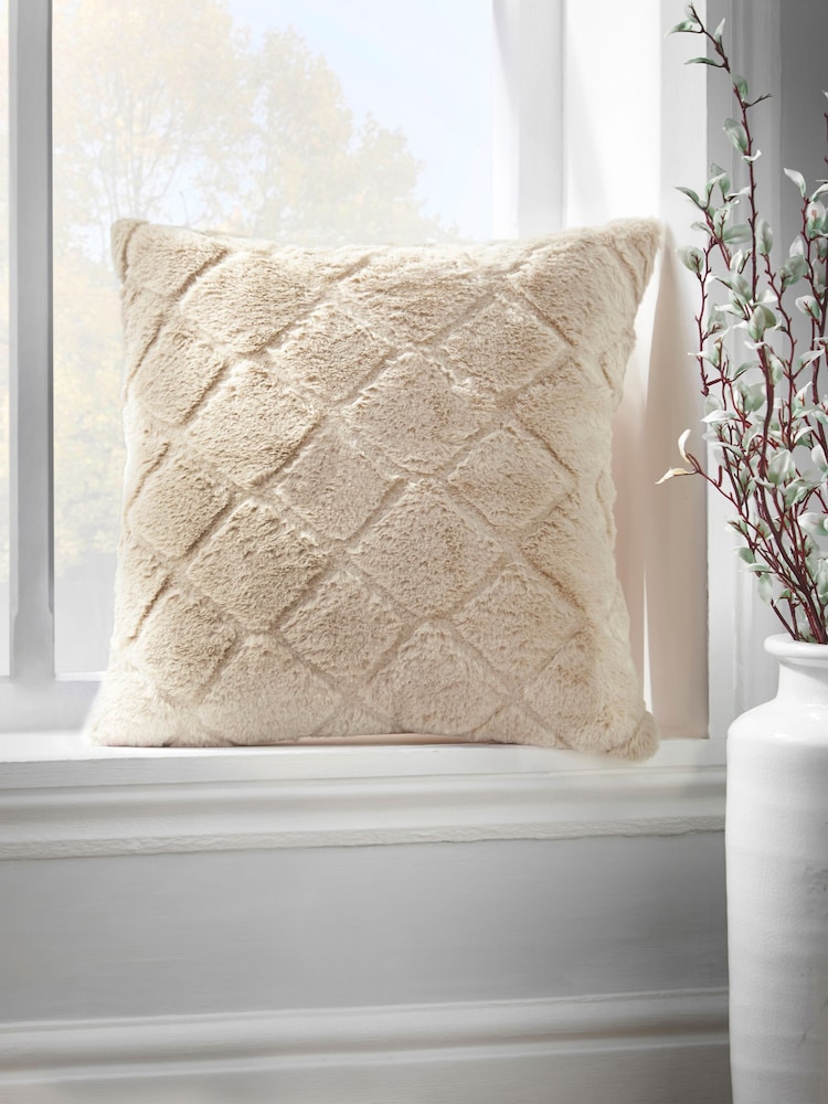 Catherine Lansfield Natural Cosy Diamond Cushion - Image 1 of 5 Catherine Lansfield Natural Cosy Diamond Cushion - Image 1 of 5