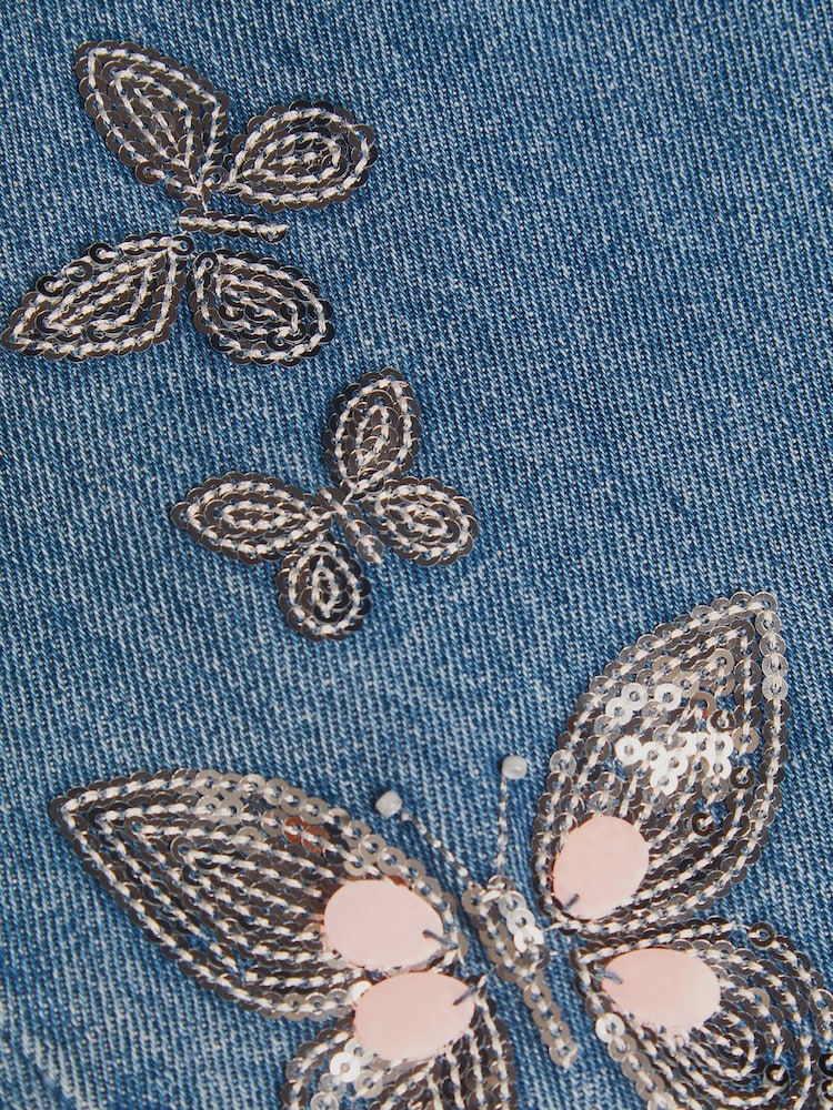 Monsoon Blue Butterfly Sequin Wide Leg Jeans - Image 3 of 3