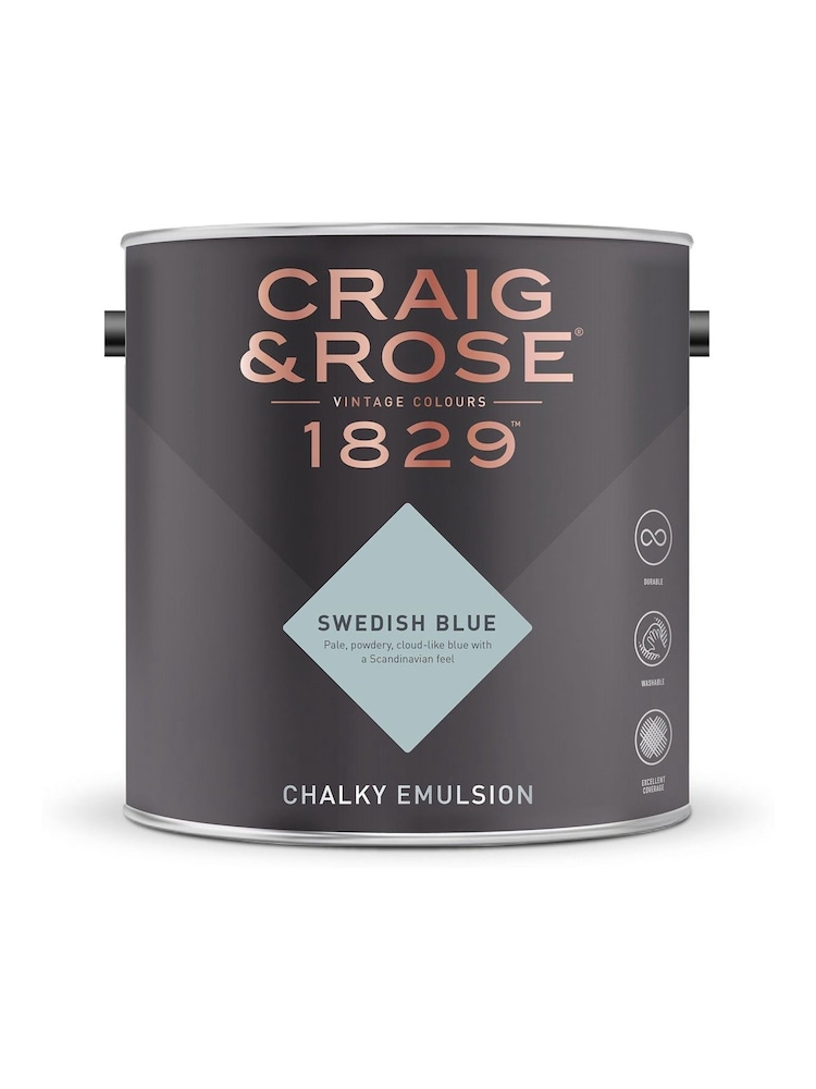 Craig & Rose Blue Chalky Emulsion Swedish Blue Paint - Image 2 of 2