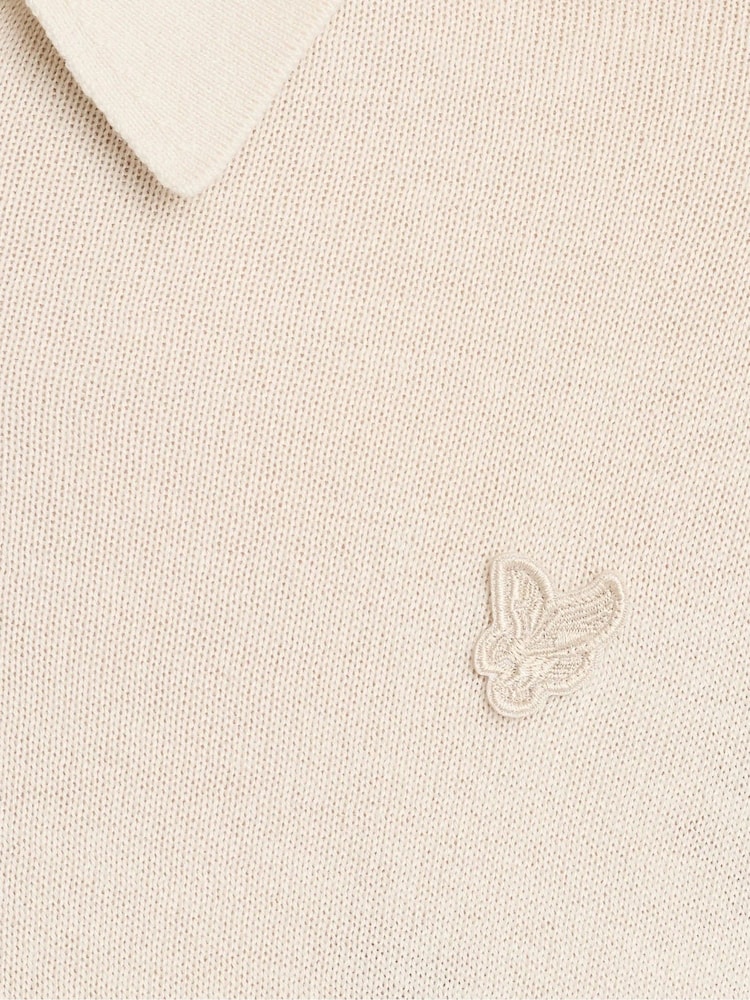 Lyle & Scott Cream Knitted Polo Shirt - Image 5 of 5
