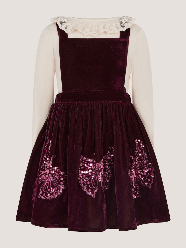 Monsoon Red Long Sleeve Top & Velvet Pinafore Dress Set - Image 1 of 3 Monsoon Red Long Sleeve Top & Velvet Pinafore Dress Set - Image 1 of 3
