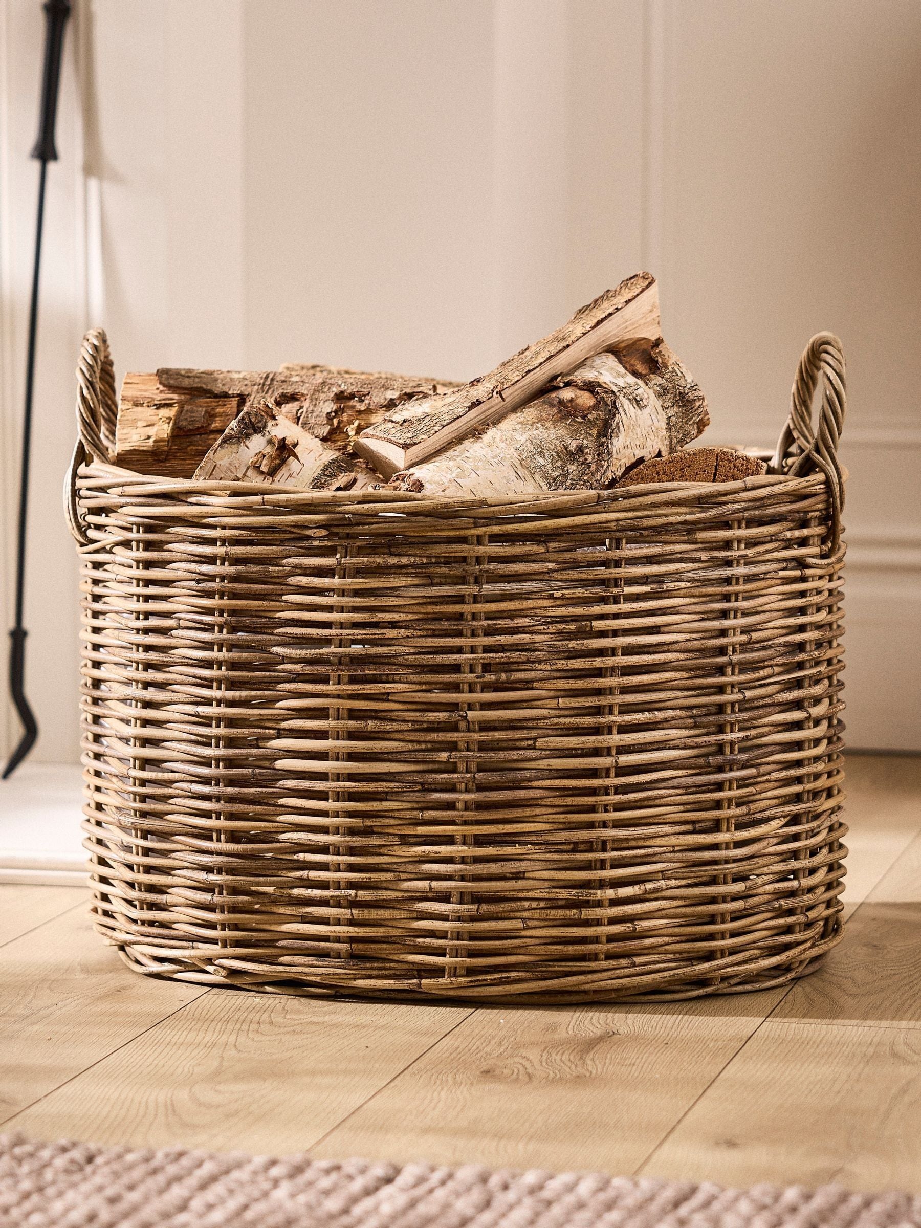 Dibor Unisex Natural Wicker Log Basket