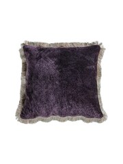 Gallery Home Purple Velvet Fringed Two Tone Cushion - Image 1 of 2