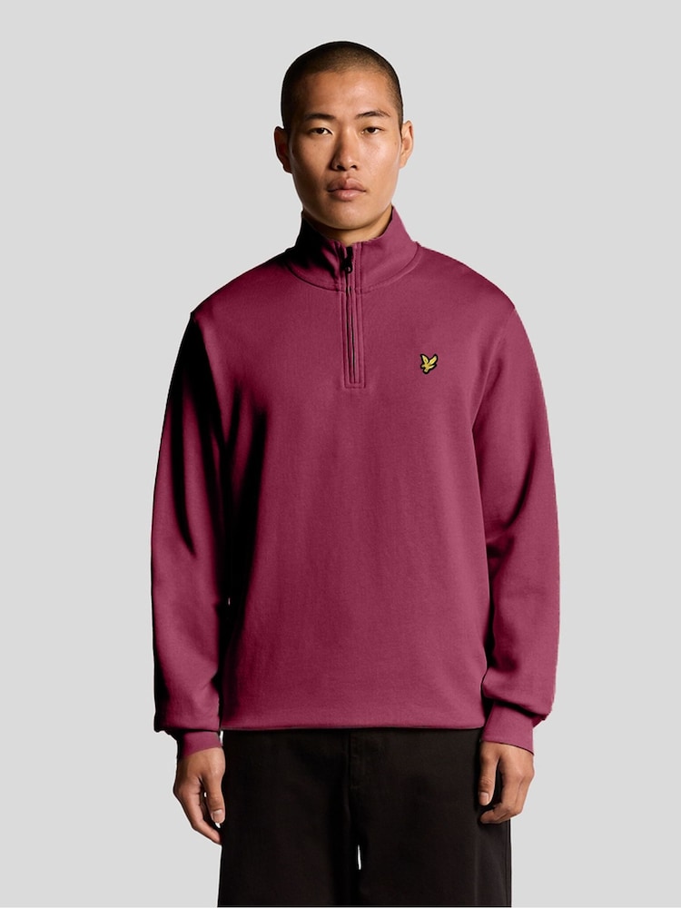 Lyle & Scott Red Quarter Zip Pullover Sweatshirt - Image 1 of 6