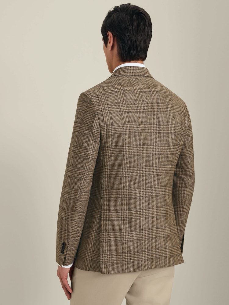 Charles Tyrwhitt Brown Check Italian Luxury Slim Fit Jacket - Image 2 of 6